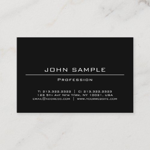 Modern Minimalistic Black White Smooth Fashionable Business Card