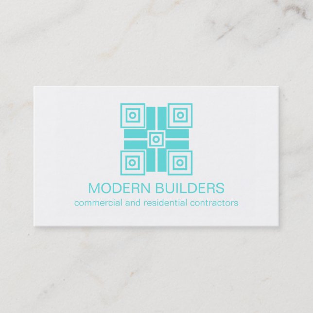 Modern Minimalistic Business Card, Turquoise Card (Front)