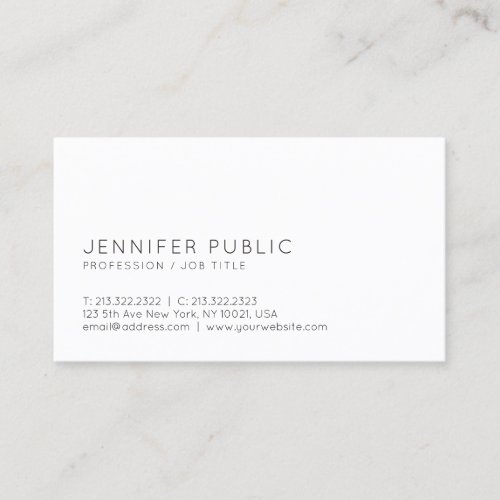 Modern Minimalistic Chic Design Trendy White Plain Business Card