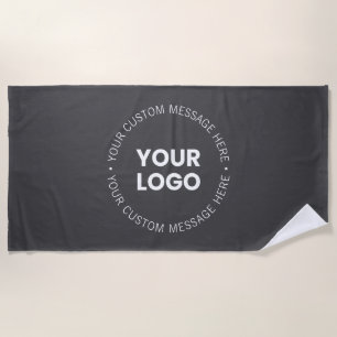 Modern Minimalistic Company Logo/any Image Gray Beach Towel