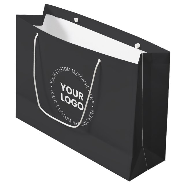 Modern Minimalistic Company Logo/any Image | Gray  Large Gift Bag (Front Angled)
