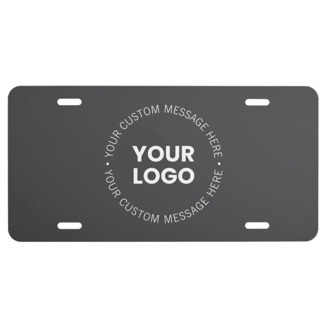 Modern Minimalistic Company Logo/any Image | Gray  License Plate (Front)