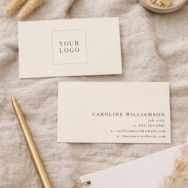 Modern Minimalistic Cream Brown Professional Logo  Business Card (Creator Uploaded)