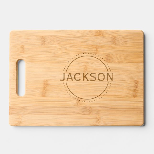 Modern Minimalistic Custom Monogram  Engraved Cutting Board (Front)
