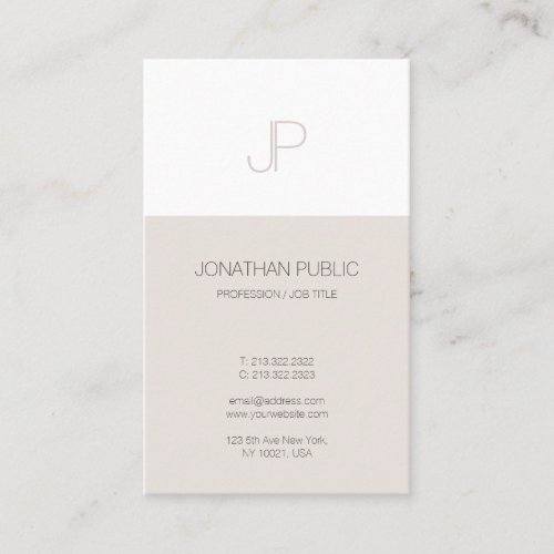 Modern Minimalistic Design Monogram Plain Trendy Business Card