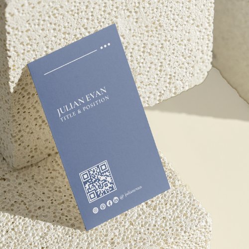 Modern Minimalistic Dusty blue Healthcare QR Code Business Card