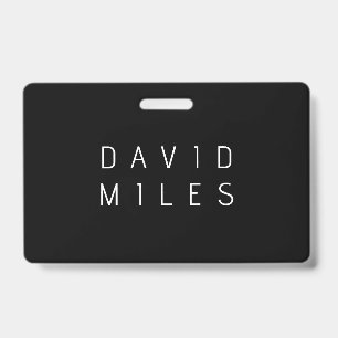 Modern Minimalistic Editable Name Black & White Badge