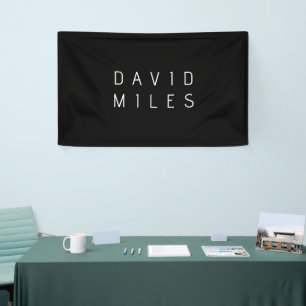 Modern Minimalistic Editable Name Black & White Banner