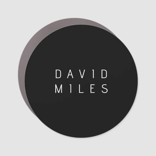 Modern Minimalistic Editable Name  Black  White Car Magnet