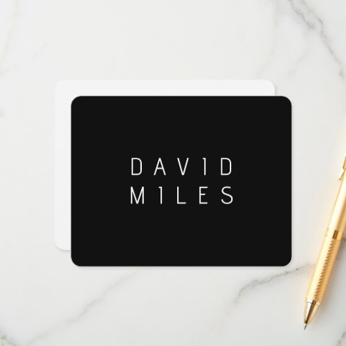 Modern Minimalistic Editable Name  Black  White Enclosure Card