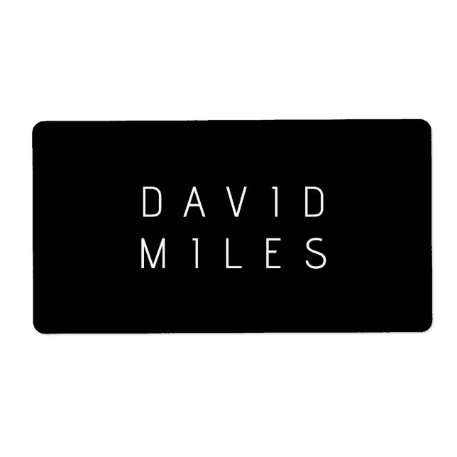 Modern Minimalistic Editable Name | Black & White Label (Front)