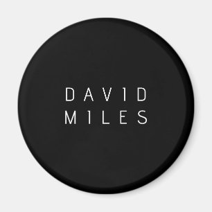 Modern Minimalistic Editable Name   Black & White Magnet