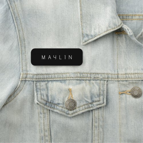 Modern Minimalistic Editable Name  Black  White Name Tag