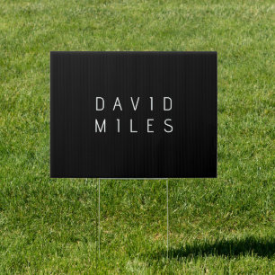 Modern Minimalistic Editable Name Black & White Sign