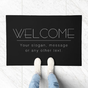 Modern Minimalistic Editable Text Black & White Doormat