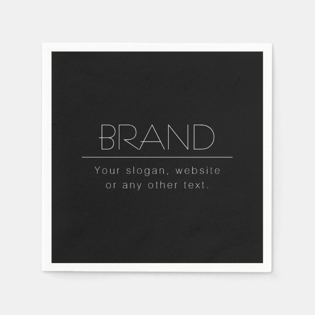 Modern Minimalistic Editable Text | Black & White Napkins (Front)