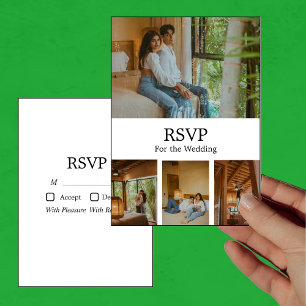 Modern Minimalistic Elegant 4 Photo RSVP Card
