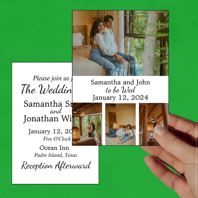 Modern Minimalistic Elegant 4 Photo Wedding  Invitation (Creator Uploaded)