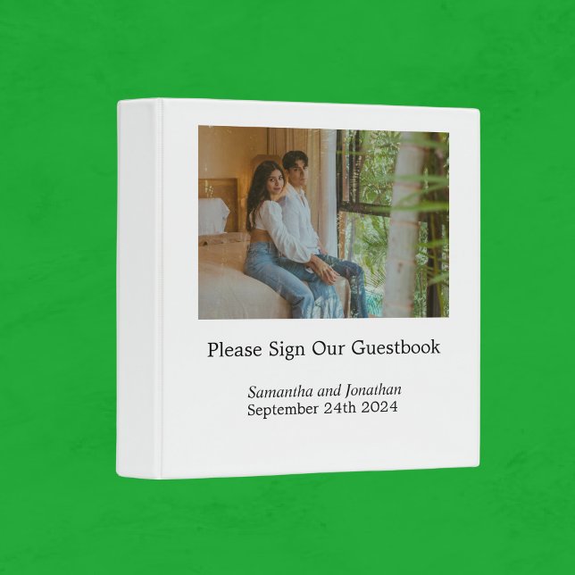 Modern Minimalistic Elegant Photo Guest Book 3 Ring Binder (Creator Uploaded)