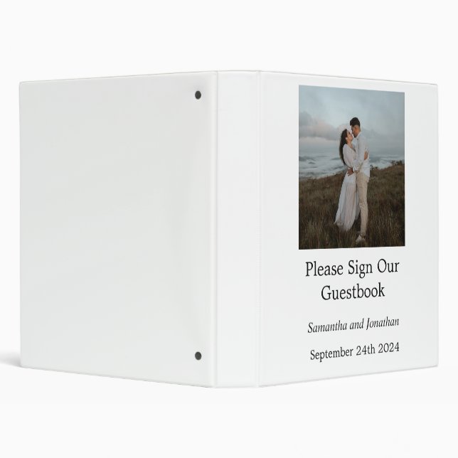 Modern Minimalistic Elegant Photo Guest Book 3 Ring Binder (Background)
