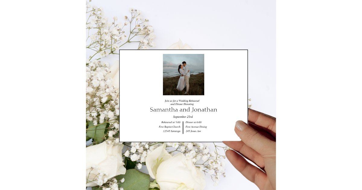 Modern Minimalistic Elegant Photo Rehearsal Invitation | Zazzle