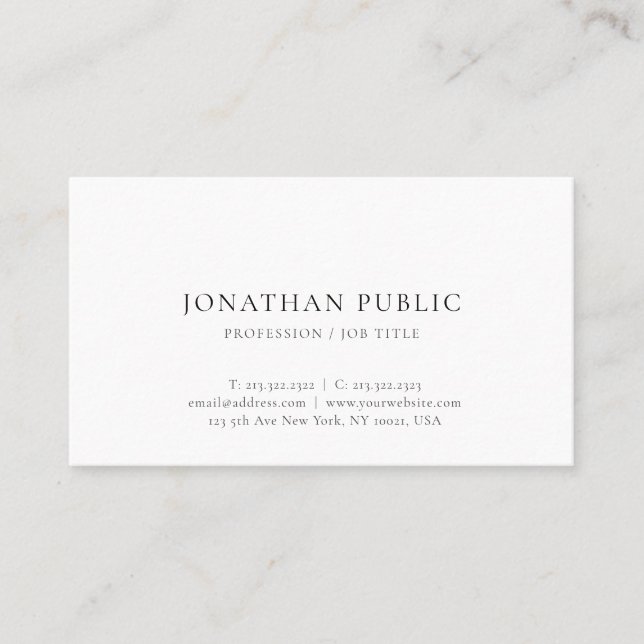 Modern Minimalistic Elegant Simple Professional Business Card (Front)