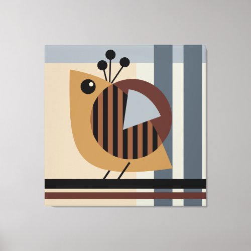 modern minimalistic geometric abstract with a bird canvas print