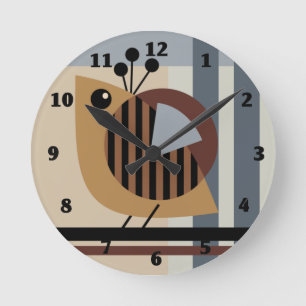 modern minimalistic geometric abstract with a bird round clock