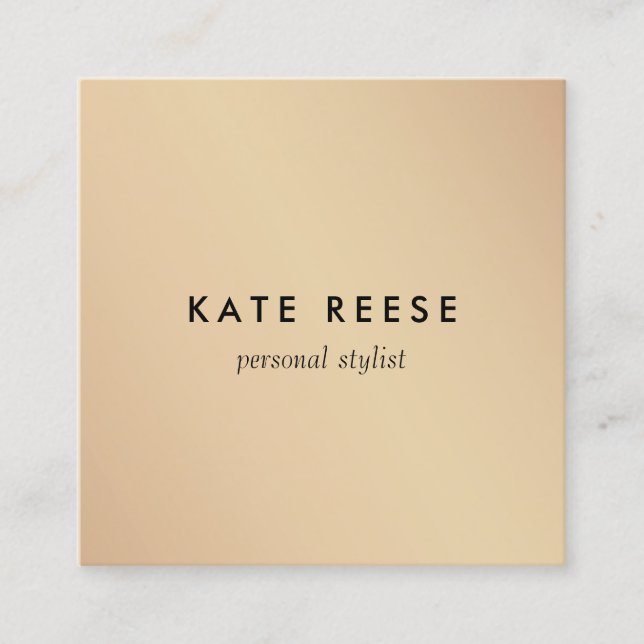 Modern Minimalistic Gold Professional Stylist Square Business Card (Front)