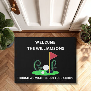 Modern Minimalistic Golf Theme Personalized Doormat