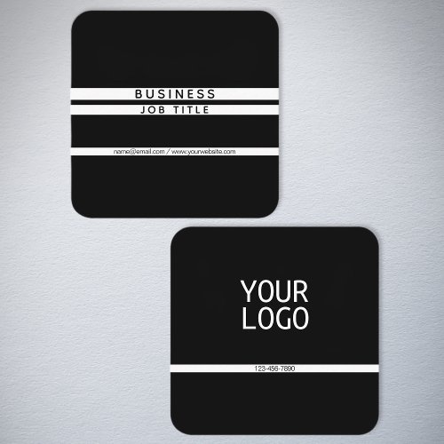 Modern Minimalistic Horizontal Stripes Black White Square Business Card