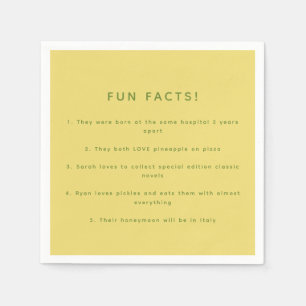 Modern Minimalistic Lemon Yellow Wedding Fun Facts Napkins