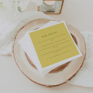 Modern Minimalistic Lemon Yellow Wedding Fun Facts Napkins