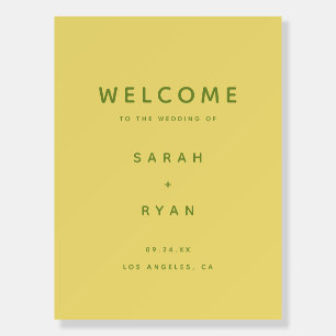Modern Minimalistic Lemon Yellow Wedding Welcome Foam Board