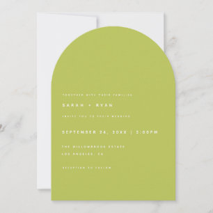 Modern Minimalistic Lime Green Arch Wedding Invitation