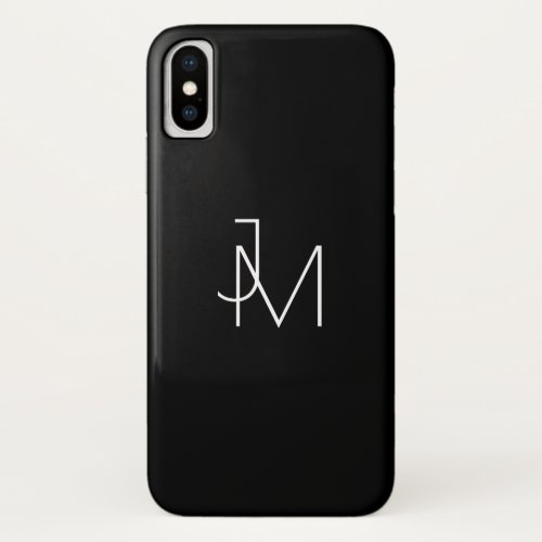 Modern Minimalistic Monogram Black  White iPhone X Case