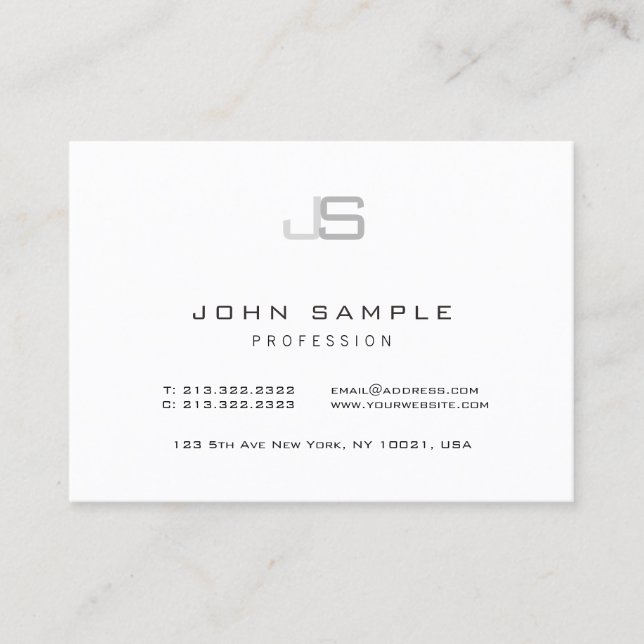 Modern Minimalistic Monogram Professional Template Business Card (Front)