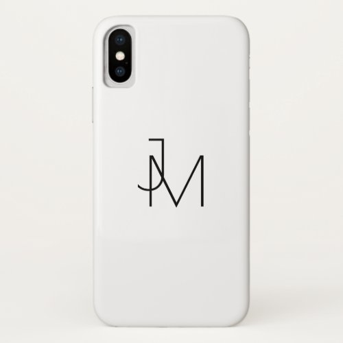 Modern Minimalistic Monogram White  Black iPhone X Case