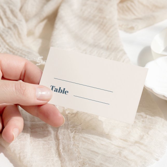 Modern Minimalistic Navy Blue Beige Wedding Place Card (Creator Uploaded)