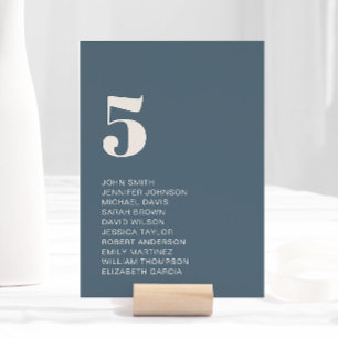 Modern Minimalistic Navy Blue Beige Wedding Table Number