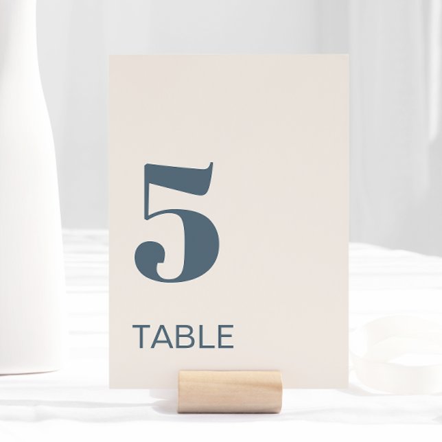 Modern Minimalistic Navy Blue Beige Wedding Table Number (Creator Uploaded)