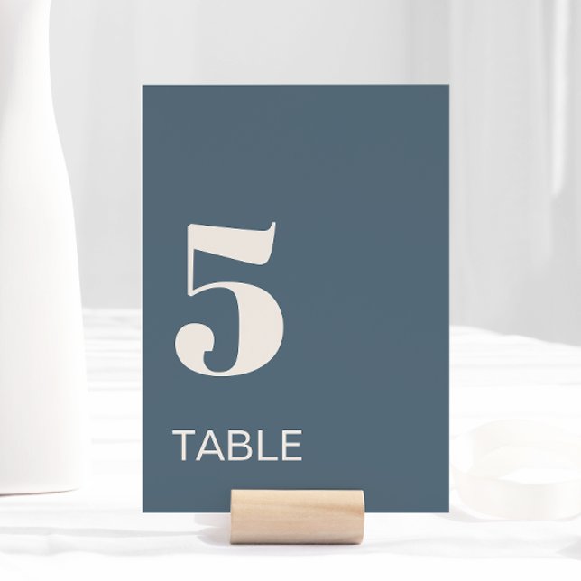 Modern Minimalistic Navy Blue Beige Wedding Table Number (Creator Uploaded)