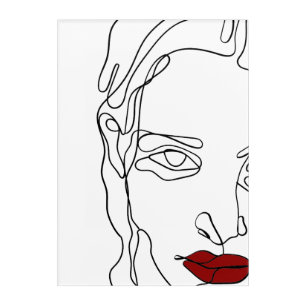 Modern minimalistic one-line drawing face acrylic print