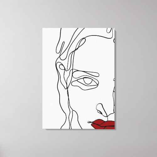 Modern minimalistic one_line drawing face canvas print