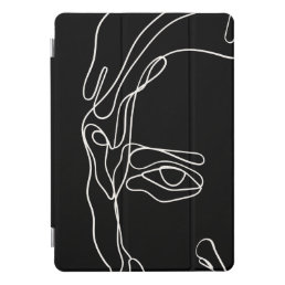 Modern minimalistic one-line drawing face iPad pro cover