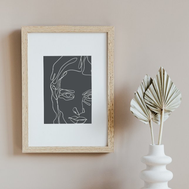 Modern minimalistic one-line drawing face poster (Creator Uploaded)