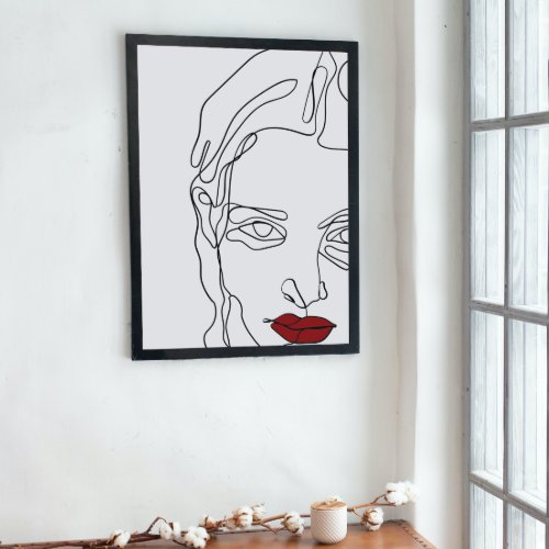 Modern minimalistic one_line drawing face poster