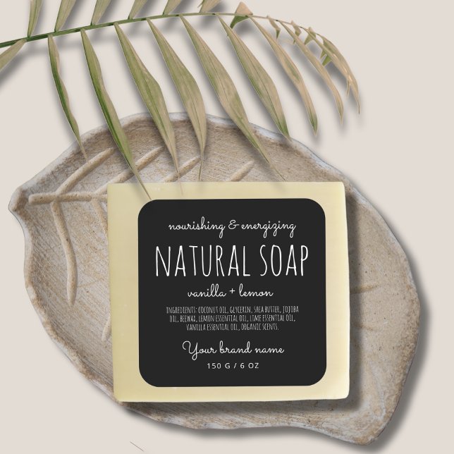 Modern minimalistic packaging simple black soap square sticker (Creator Uploaded)