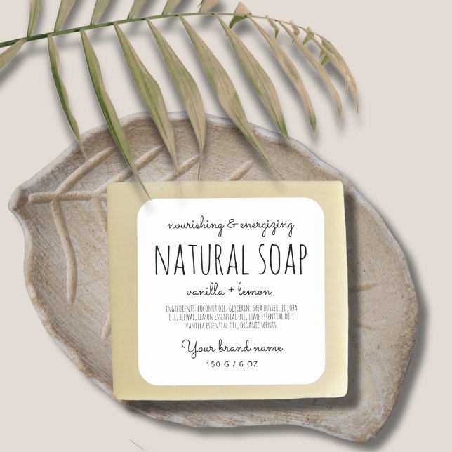 Modern minimalistic packaging simple white soap square sticker (Creator Uploaded)