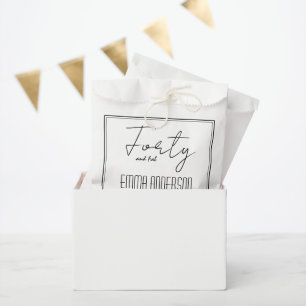 Modern Minimalistic Personalized Black White Favor Bag